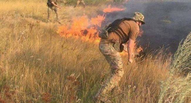 На Донбассе из-за пожаров погиб боец ВСУ. Силы ООС начали тушить огонь подручными средствами